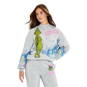 Women’s Grinch Fleece Graphic Sweatshirt and Sweatpants - Heather Grey XXL
